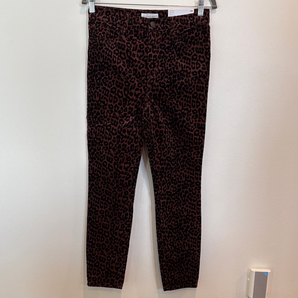 LOFT High Rise Leopard Print Jeans - Black and Brown